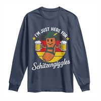 Funny Oktoberfest Long Sleeve Shirt Just Here for Schitzengiggles German Flag - Wonder Print Shop