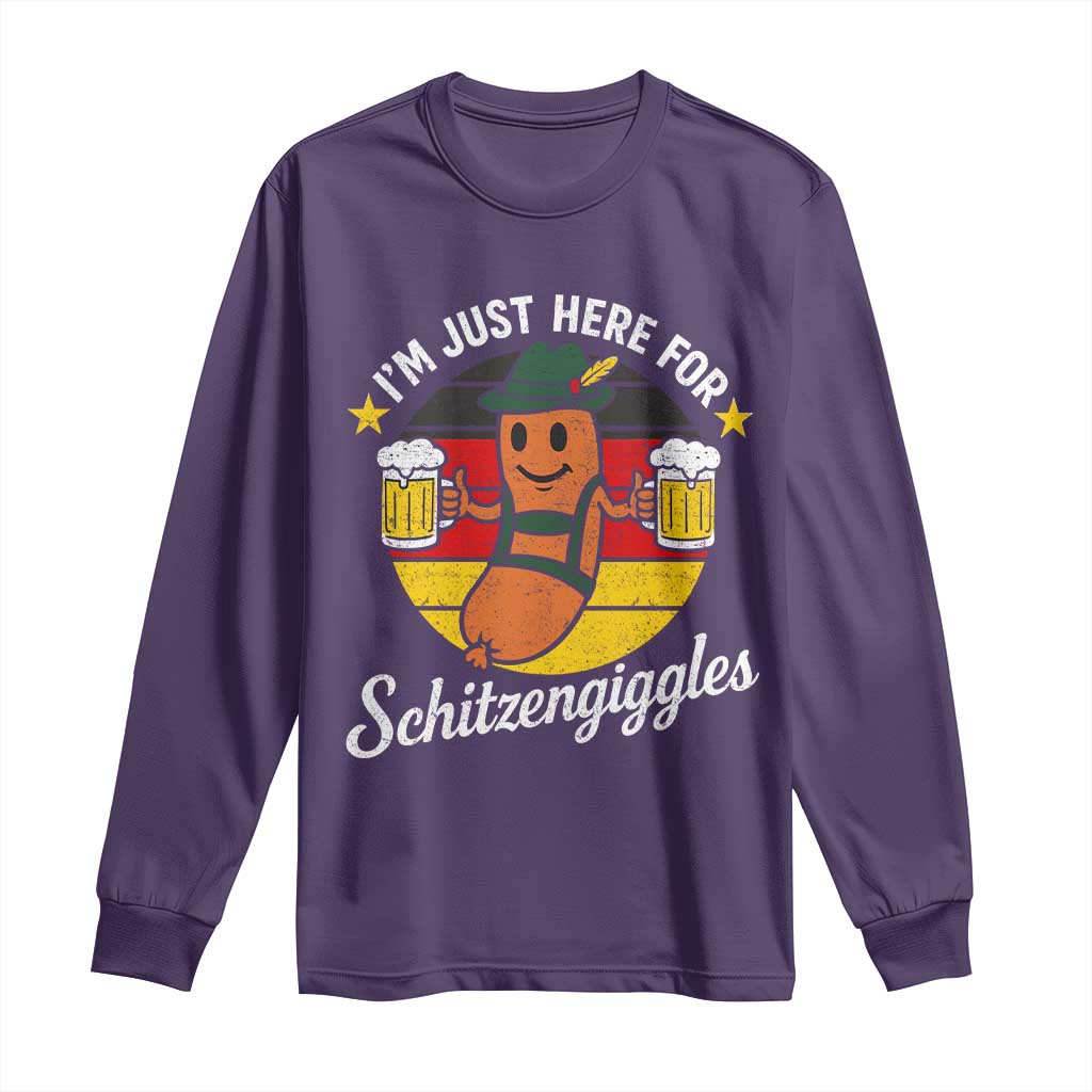 Funny Oktoberfest Long Sleeve Shirt Just Here for Schitzengiggles German Flag - Wonder Print Shop