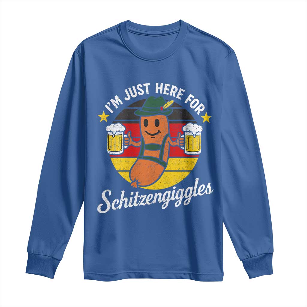 Funny Oktoberfest Long Sleeve Shirt Just Here for Schitzengiggles German Flag - Wonder Print Shop