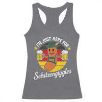 Funny Oktoberfest Racerback Tank Top Just Here for Schitzengiggles German Flag - Wonder Print Shop