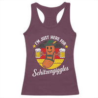 Funny Oktoberfest Racerback Tank Top Just Here for Schitzengiggles German Flag - Wonder Print Shop