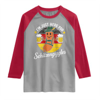 Funny Oktoberfest Raglan Shirt Just Here for Schitzengiggles German Flag - Wonder Print Shop