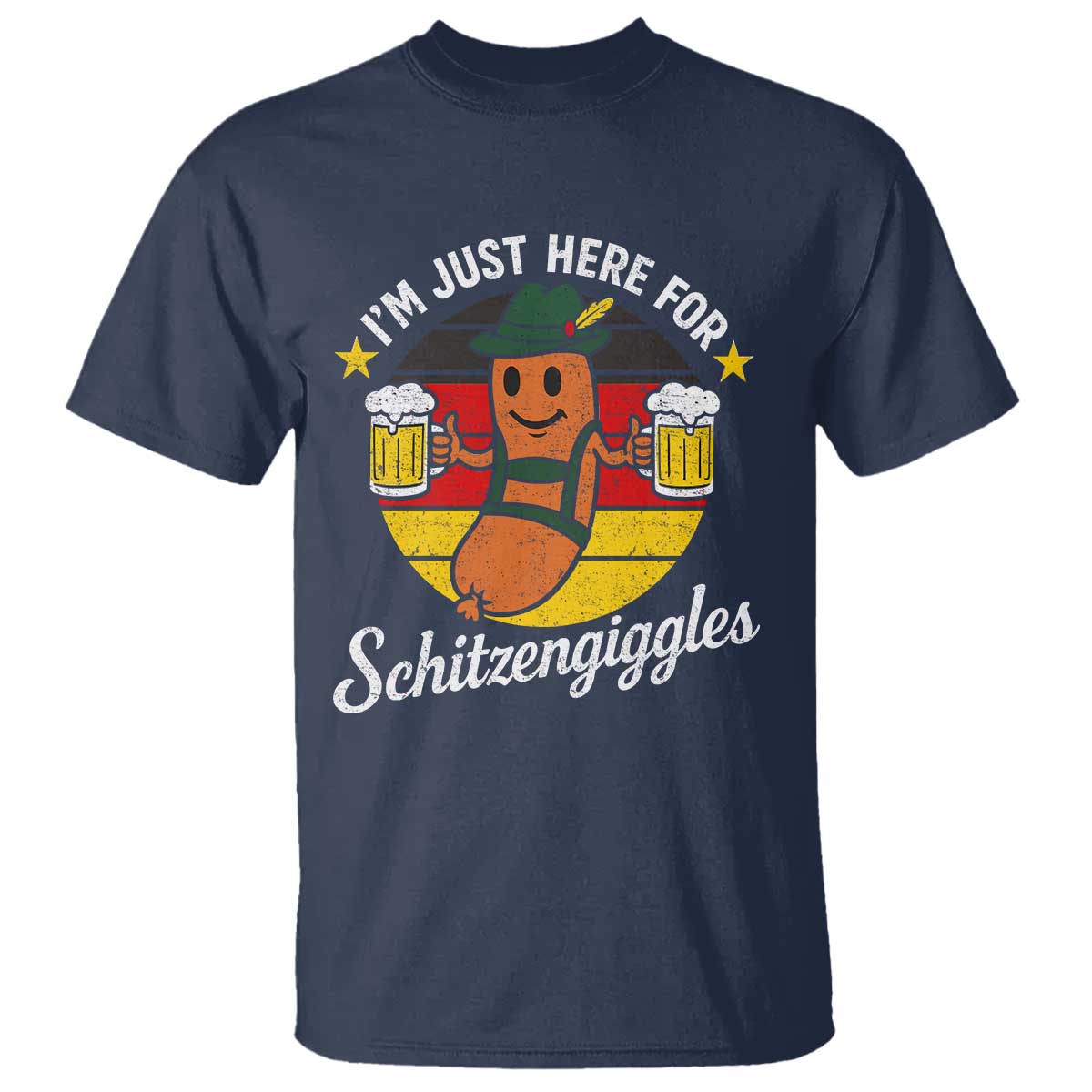 Funny Oktoberfest T Shirt Just Here for Schitzengiggles German Flag - Wonder Print Shop