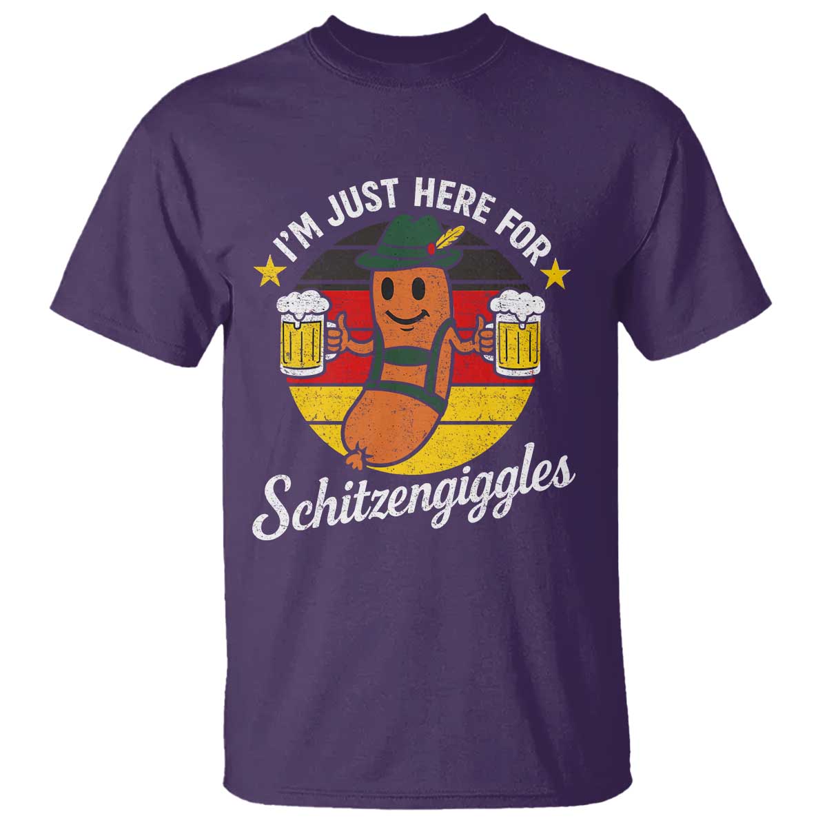 Funny Oktoberfest T Shirt Just Here for Schitzengiggles German Flag - Wonder Print Shop