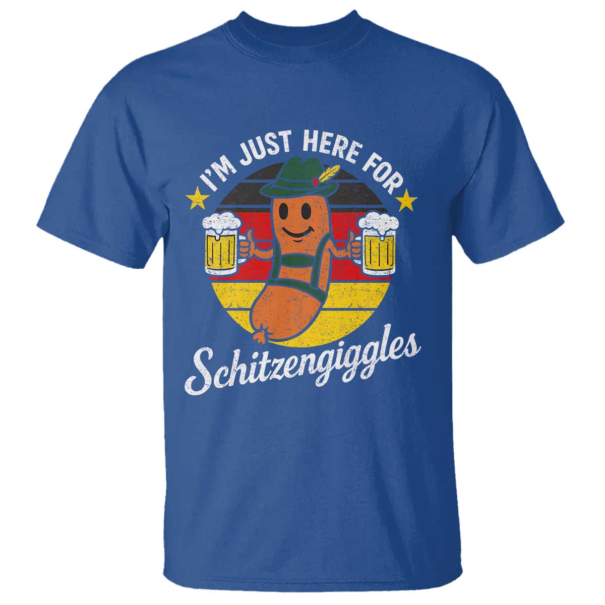 Funny Oktoberfest T Shirt Just Here for Schitzengiggles German Flag - Wonder Print Shop