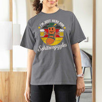 Funny Oktoberfest T Shirt For Women Just Here for Schitzengiggles German Flag - Wonder Print Shop