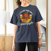 Funny Oktoberfest T Shirt For Women Just Here for Schitzengiggles German Flag - Wonder Print Shop