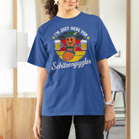 Funny Oktoberfest T Shirt For Women Just Here for Schitzengiggles German Flag - Wonder Print Shop