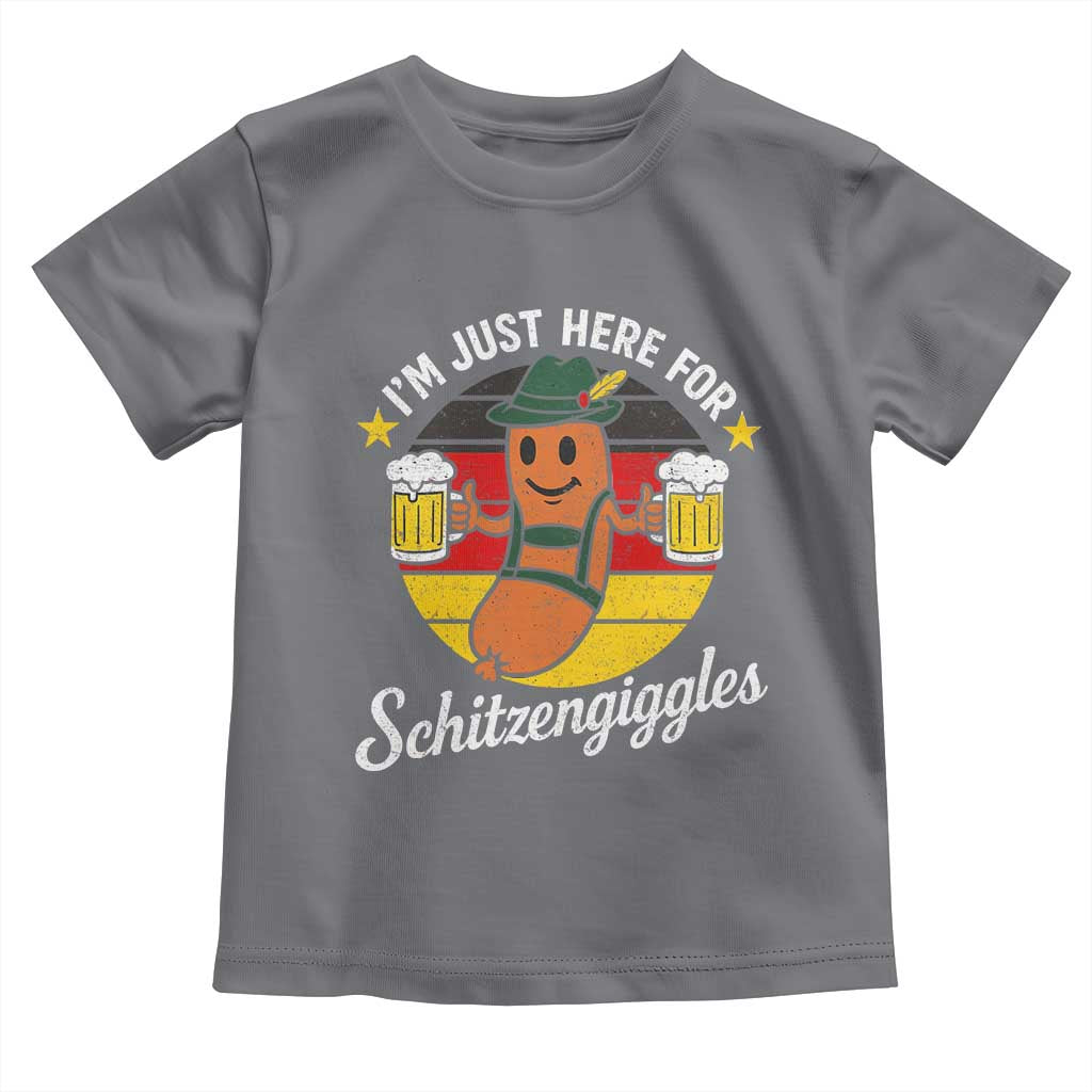 Funny Oktoberfest Toddler T Shirt Just Here for Schitzengiggles German Flag - Wonder Print Shop