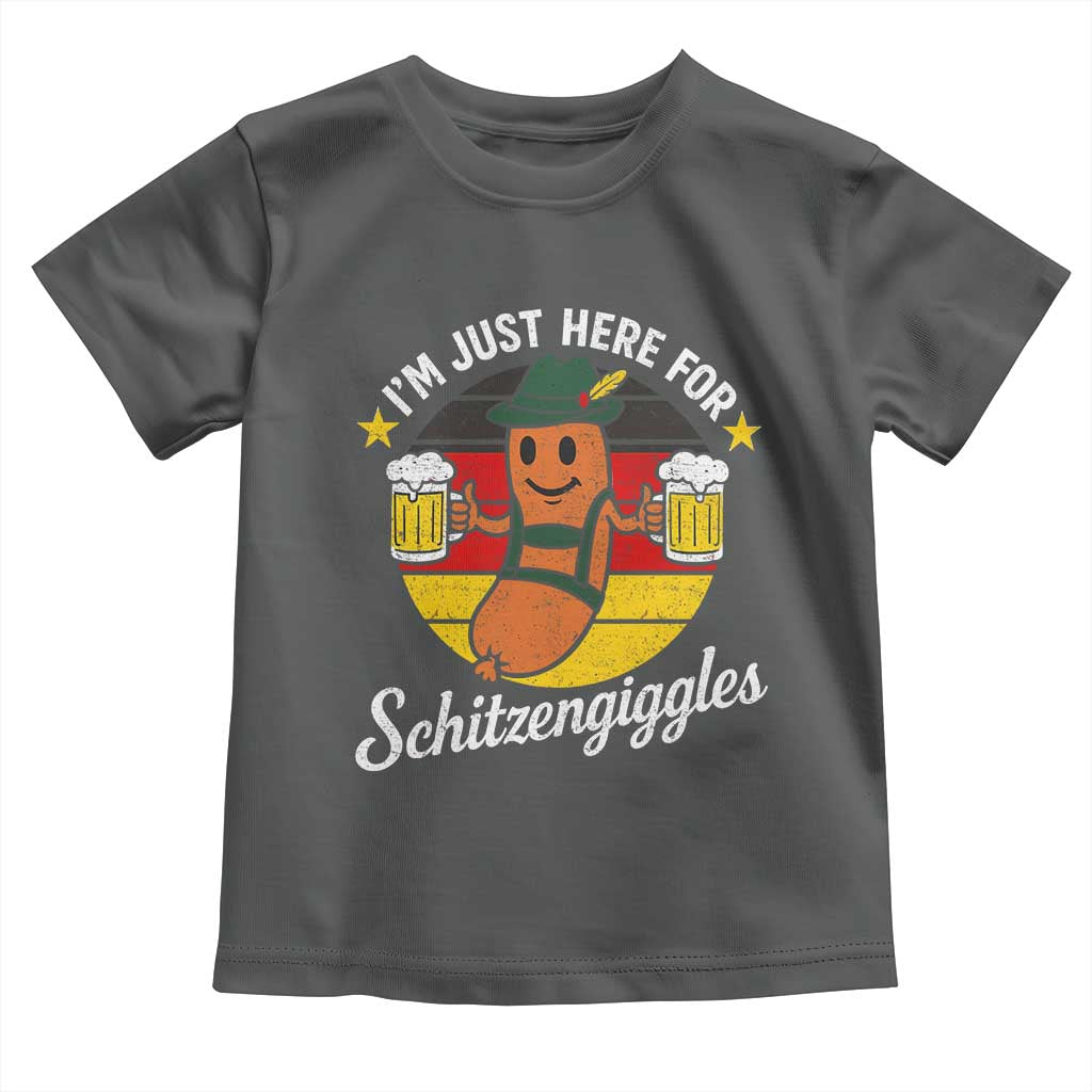 Funny Oktoberfest Toddler T Shirt Just Here for Schitzengiggles German Flag - Wonder Print Shop