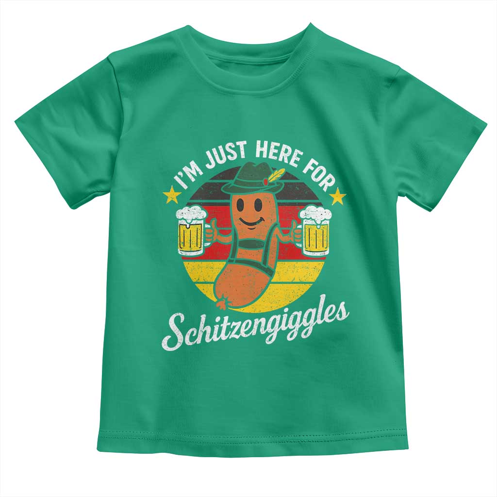 Funny Oktoberfest Toddler T Shirt Just Here for Schitzengiggles German Flag - Wonder Print Shop