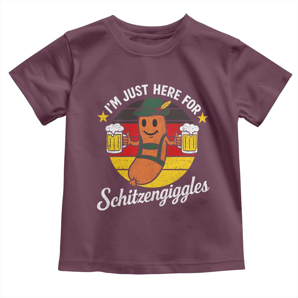 Funny Oktoberfest Toddler T Shirt Just Here for Schitzengiggles German Flag - Wonder Print Shop