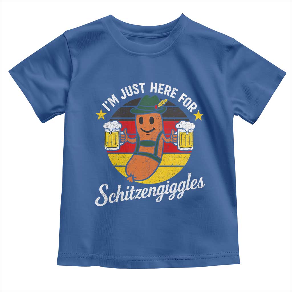 Funny Oktoberfest Toddler T Shirt Just Here for Schitzengiggles German Flag - Wonder Print Shop