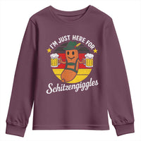 Funny Oktoberfest Youth Sweatshirt Just Here for Schitzengiggles German Flag - Wonder Print Shop