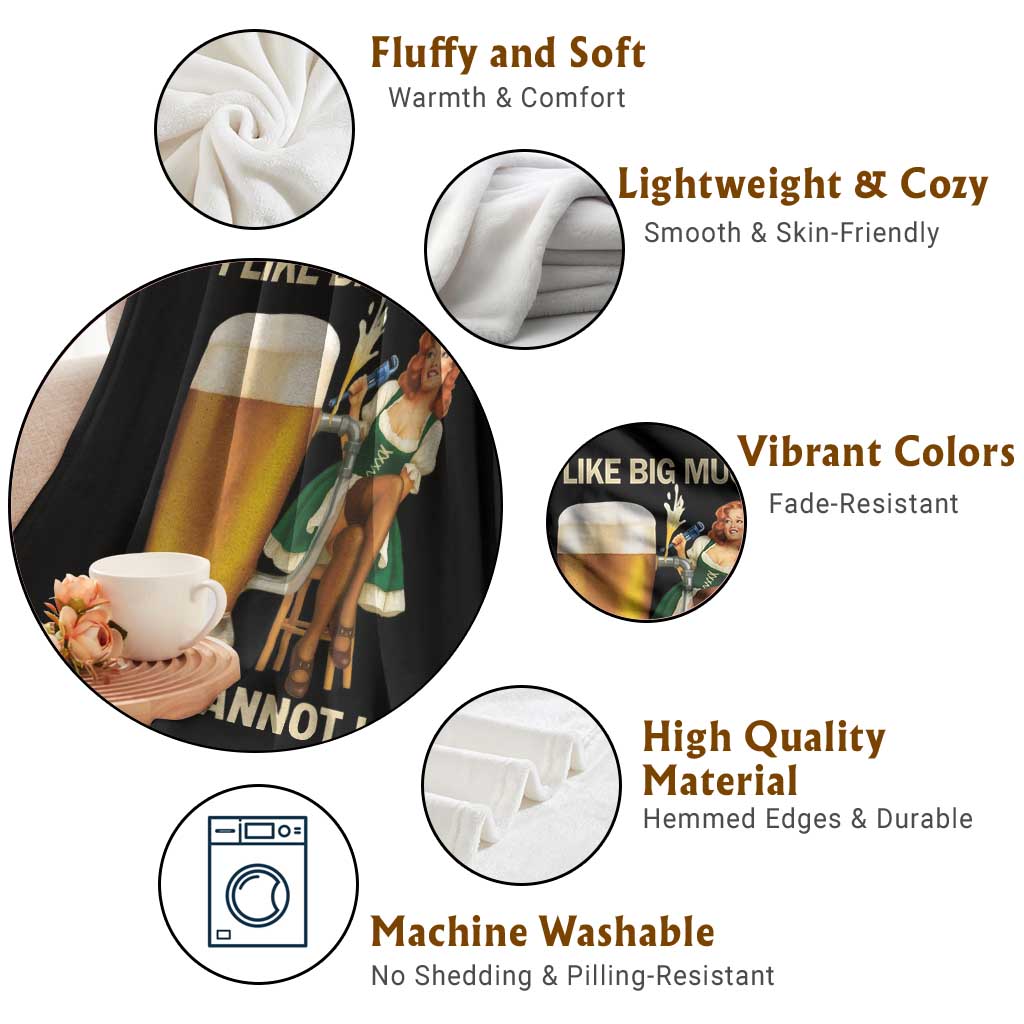 Oktoberfest Beer Throw Blanket Funny I Like Big Mugs Pin Up Girl Dirndl - Wonder Print Shop