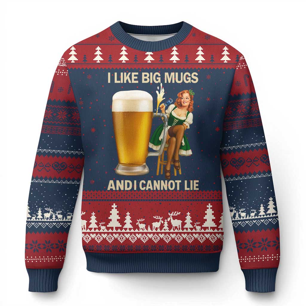 Oktoberfest Beer Ugly Christmas Sweater Funny I Like Big Mugs Pin Up Girl Dirndl - Wonder Print Shop