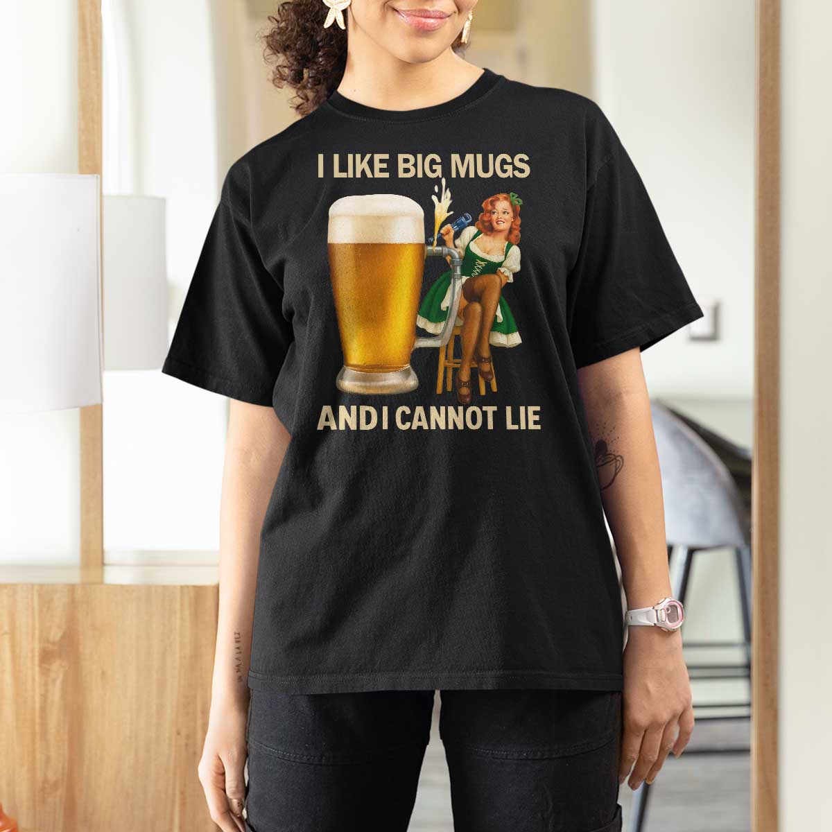 Oktoberfest Beer T Shirt For Women Funny I Like Big Mugs Pin Up Girl Dirndl - Wonder Print Shop