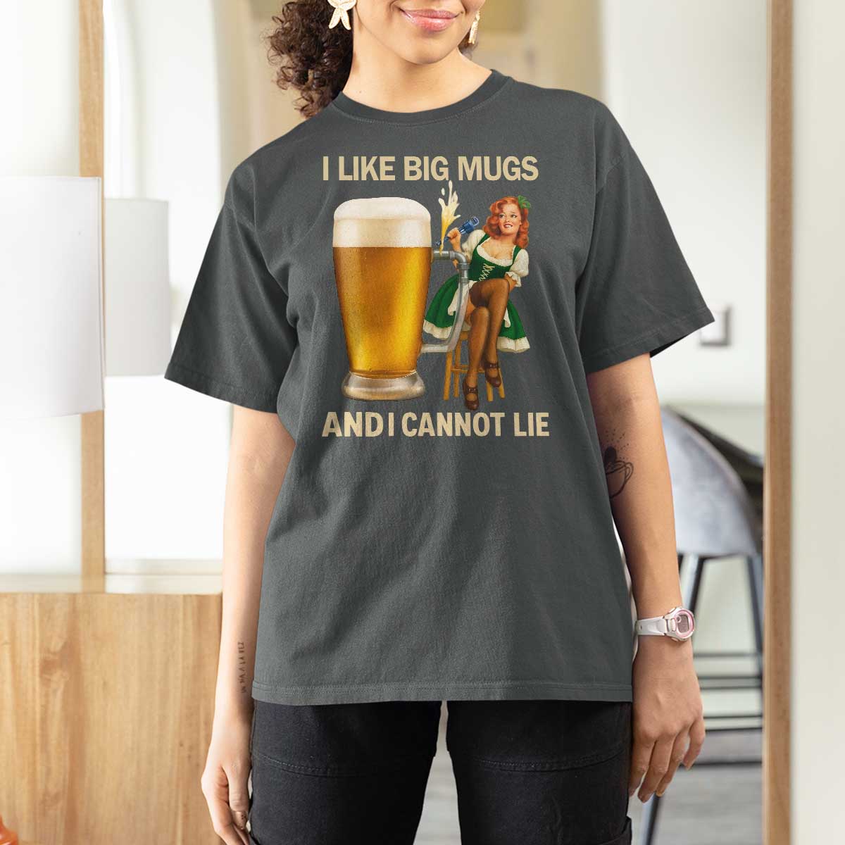 Oktoberfest Beer T Shirt For Women Funny I Like Big Mugs Pin Up Girl Dirndl - Wonder Print Shop