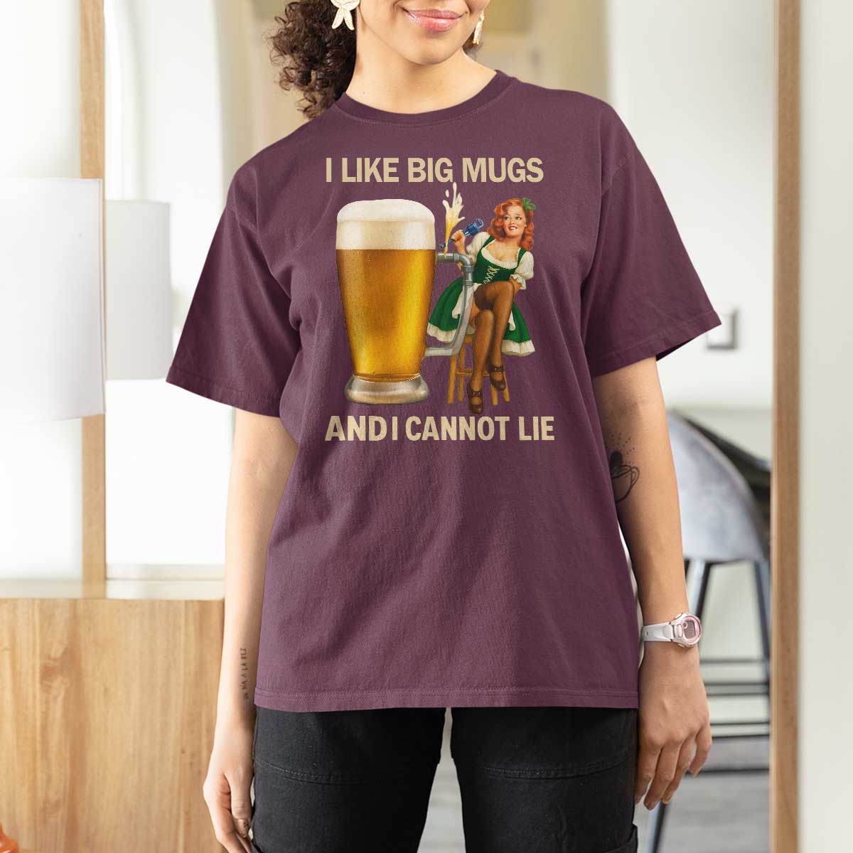 Oktoberfest Beer T Shirt For Women Funny I Like Big Mugs Pin Up Girl Dirndl - Wonder Print Shop