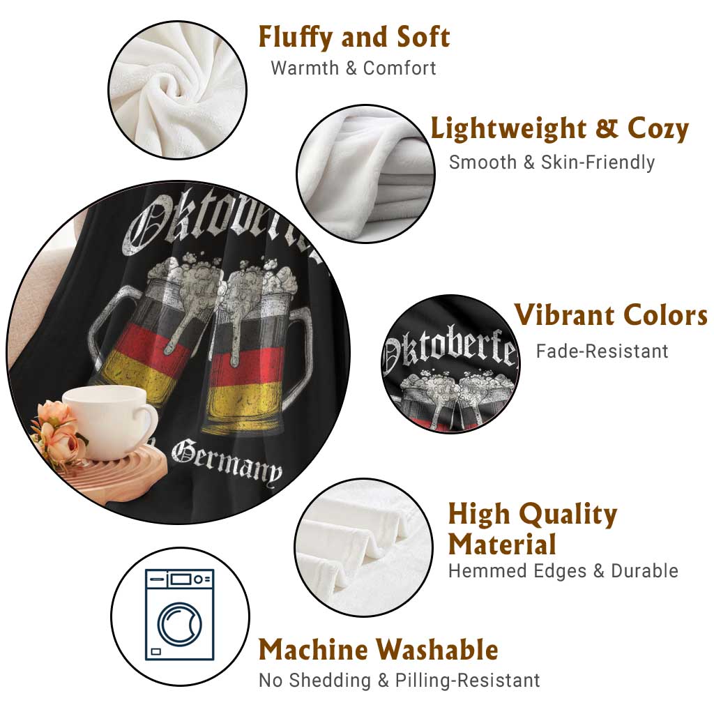 Vintage Oktoberfest Munich Throw Blanket Prost Beer Germany Flag Drinking - Wonder Print Shop