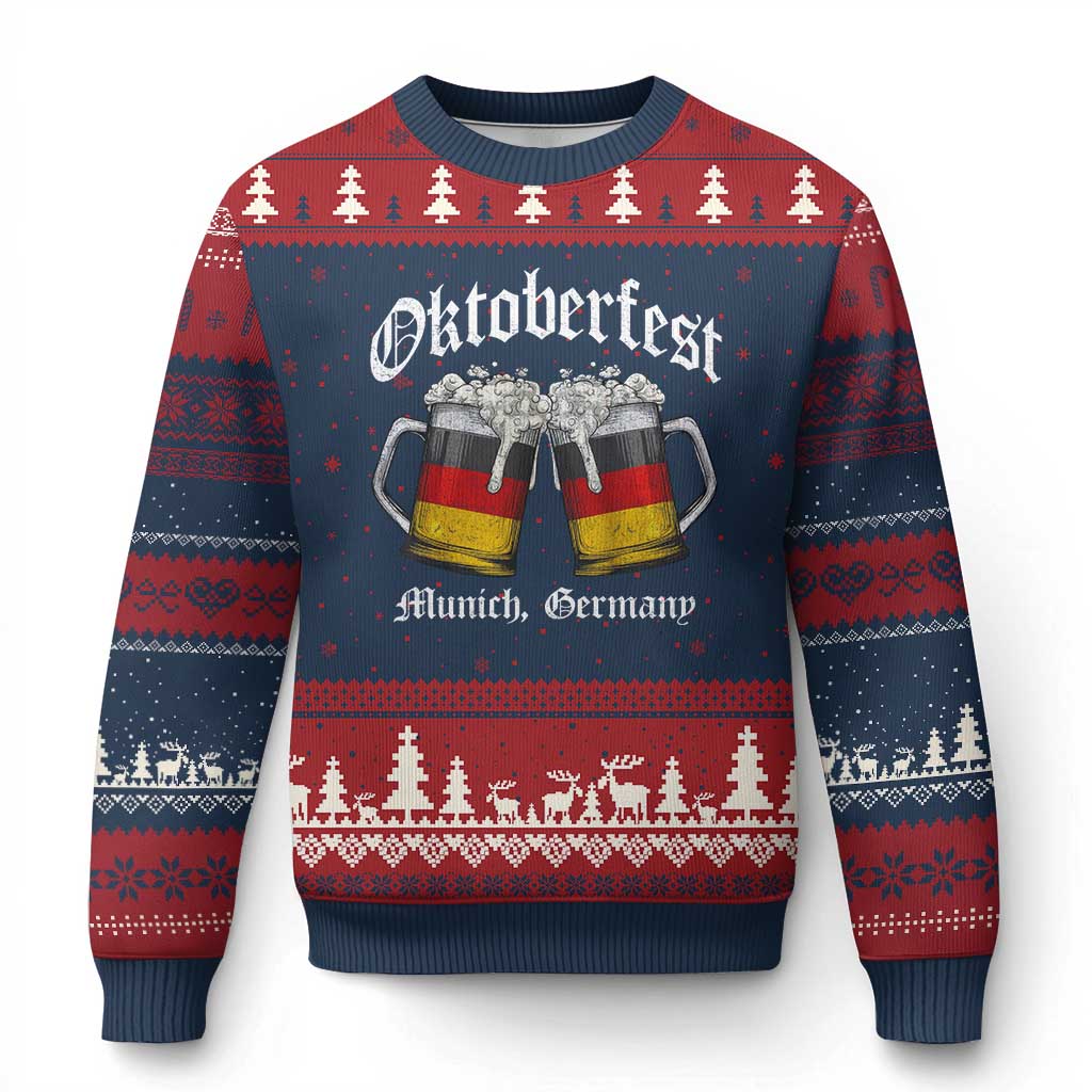 Vintage Oktoberfest Munich Ugly Christmas Sweater Prost Beer Germany Flag Drinking - Wonder Print Shop