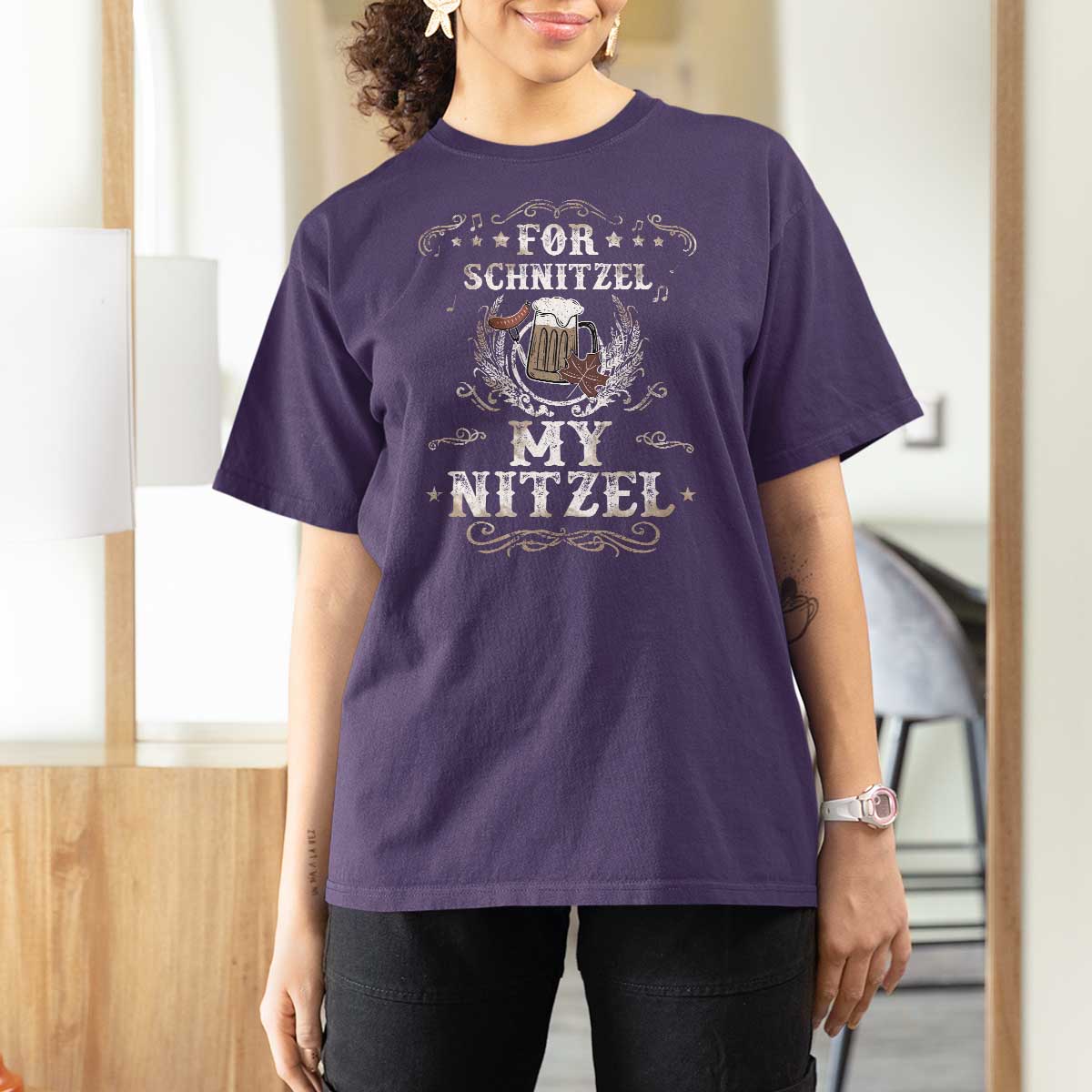 Funny Oktoberfest T Shirt For Women For Schnitzel My Nitzel Octoberfest German Beer Wurst - Wonder Print Shop