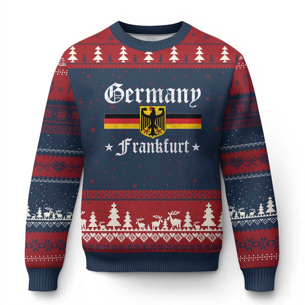 Germany Frankfurt Ugly Christmas Sweater Retro Vintage German Flag Tourist Souvenir Gift - Wonder Print Shop