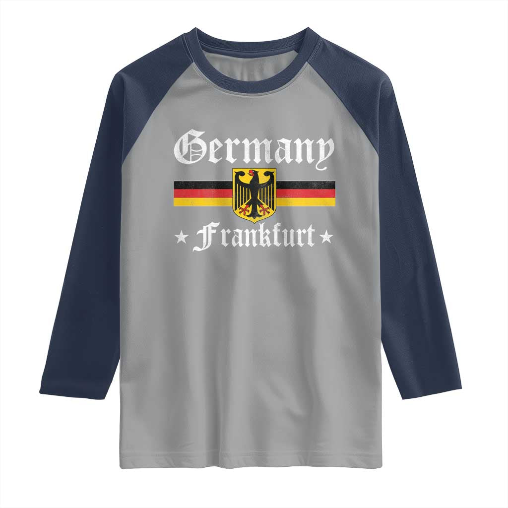 Germany Frankfurt Raglan Shirt Retro Vintage German Flag Tourist Souvenir Gift - Wonder Print Shop