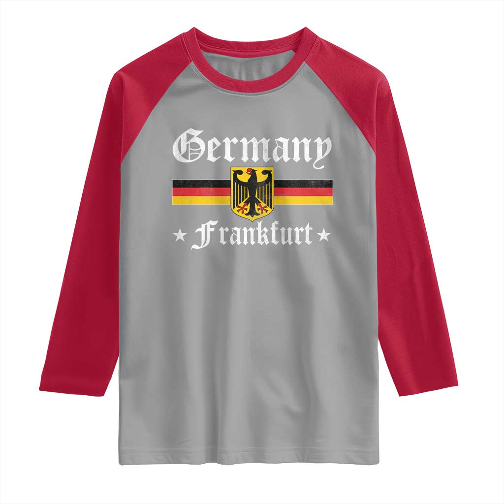 Germany Frankfurt Raglan Shirt Retro Vintage German Flag Tourist Souvenir Gift - Wonder Print Shop