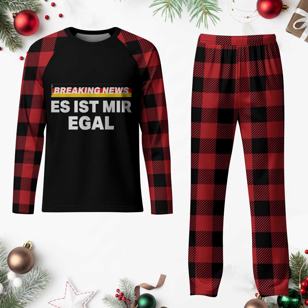 Funny German Saying Plaid Pajama Set Sarcastic Humor Meme Es Ist Mir Egal Germany Flag - Wonder Print Shop