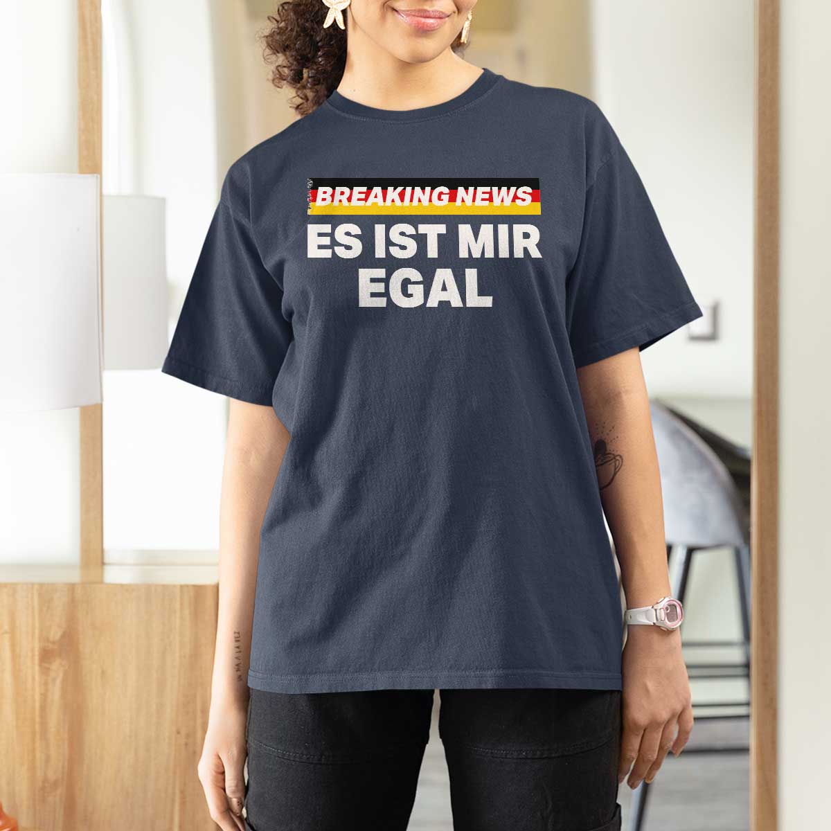 Funny German Saying T Shirt For Women Sarcastic Humor Meme Es Ist Mir Egal Germany Flag - Wonder Print Shop