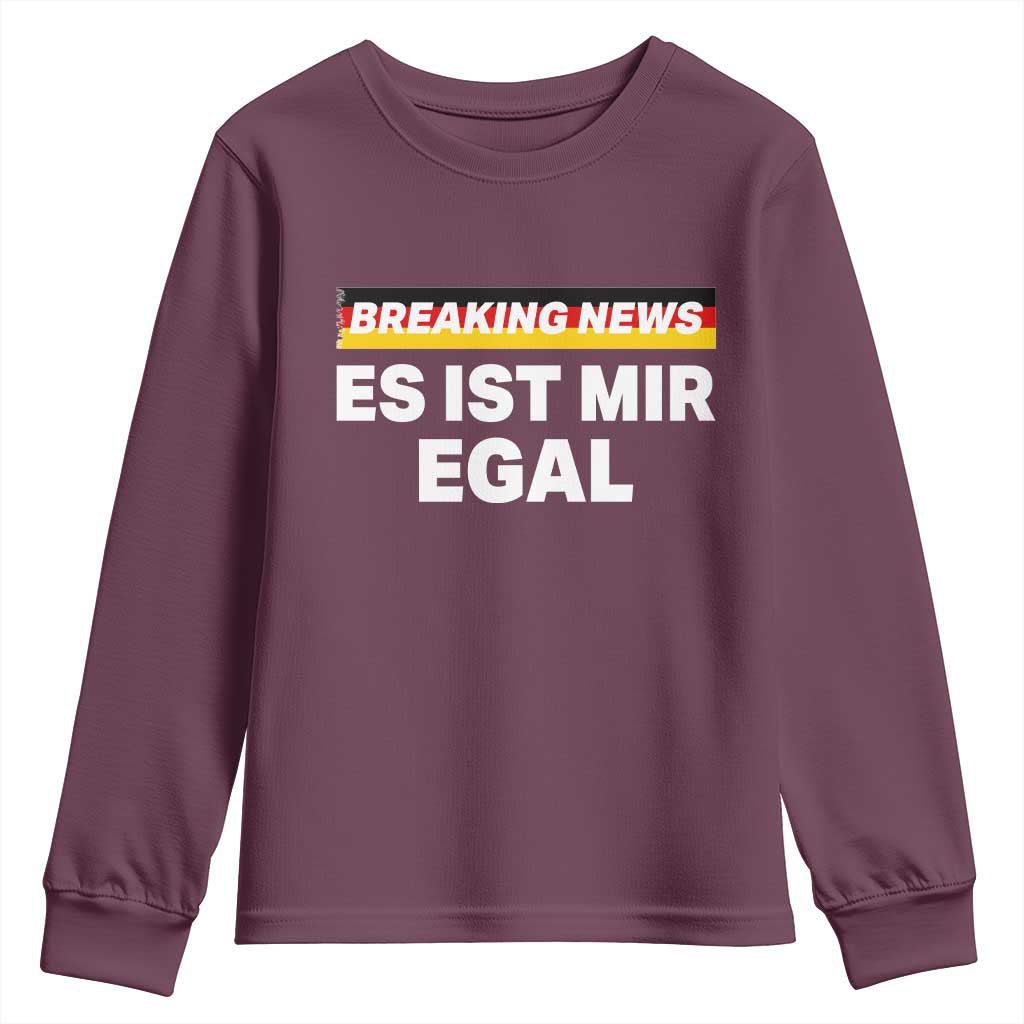 Funny German Saying Youth Sweatshirt Sarcastic Humor Meme Es Ist Mir Egal Germany Flag - Wonder Print Shop