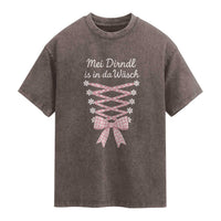 Oktoberfest Dirndl Costume Washed Cotton T-Shirt Funny German Bavarian Octoberfest Festival