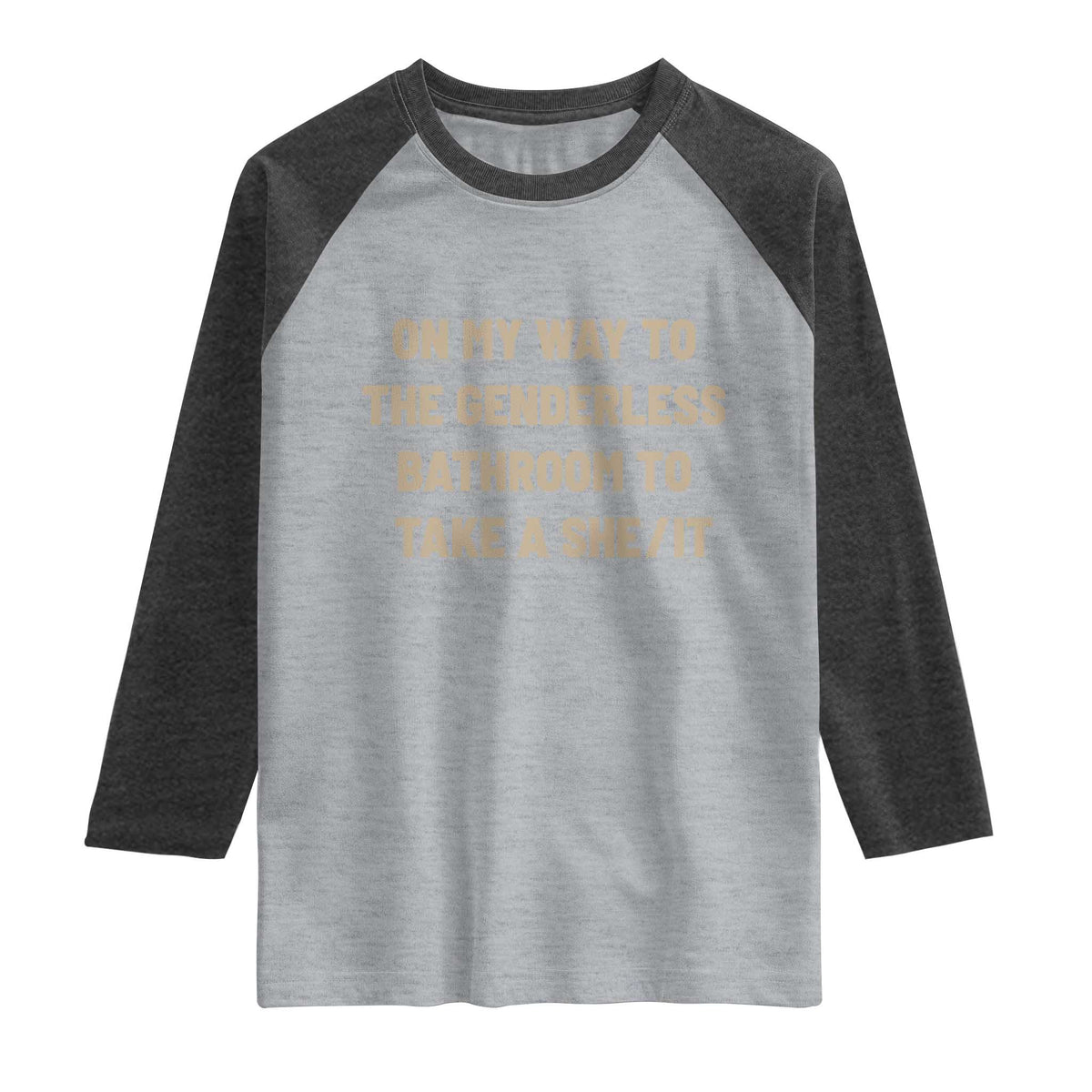On My Way To The Genderless Bathroom To Take a She/It Raglan Shirt