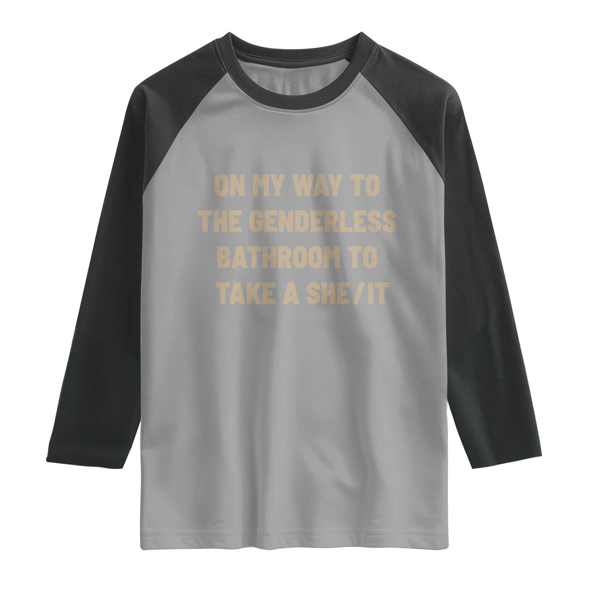 On My Way To The Genderless Bathroom To Take a She/It Raglan Shirt