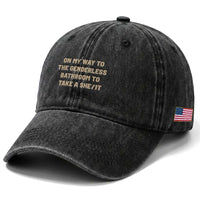 On My Way To The Genderless Bathroom To Take a She/It Washed Cotton Baseball Cap