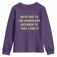 On My Way To The Genderless Bathroom To Take a She/It Youth Sweatshirt