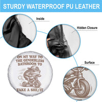 On My Way To The Genderless Bathroom To Take a She/It Spare Tire Cover Funny Frog Graphic