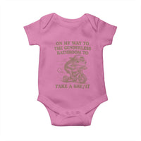 On My Way To The Genderless Bathroom To Take a She/It Baby Onesie Funny Frog Graphic