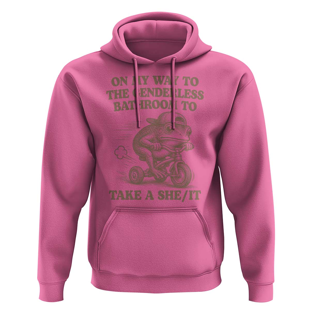 On My Way To The Genderless Bathroom To Take a She/It Hoodie Funny Frog Graphic