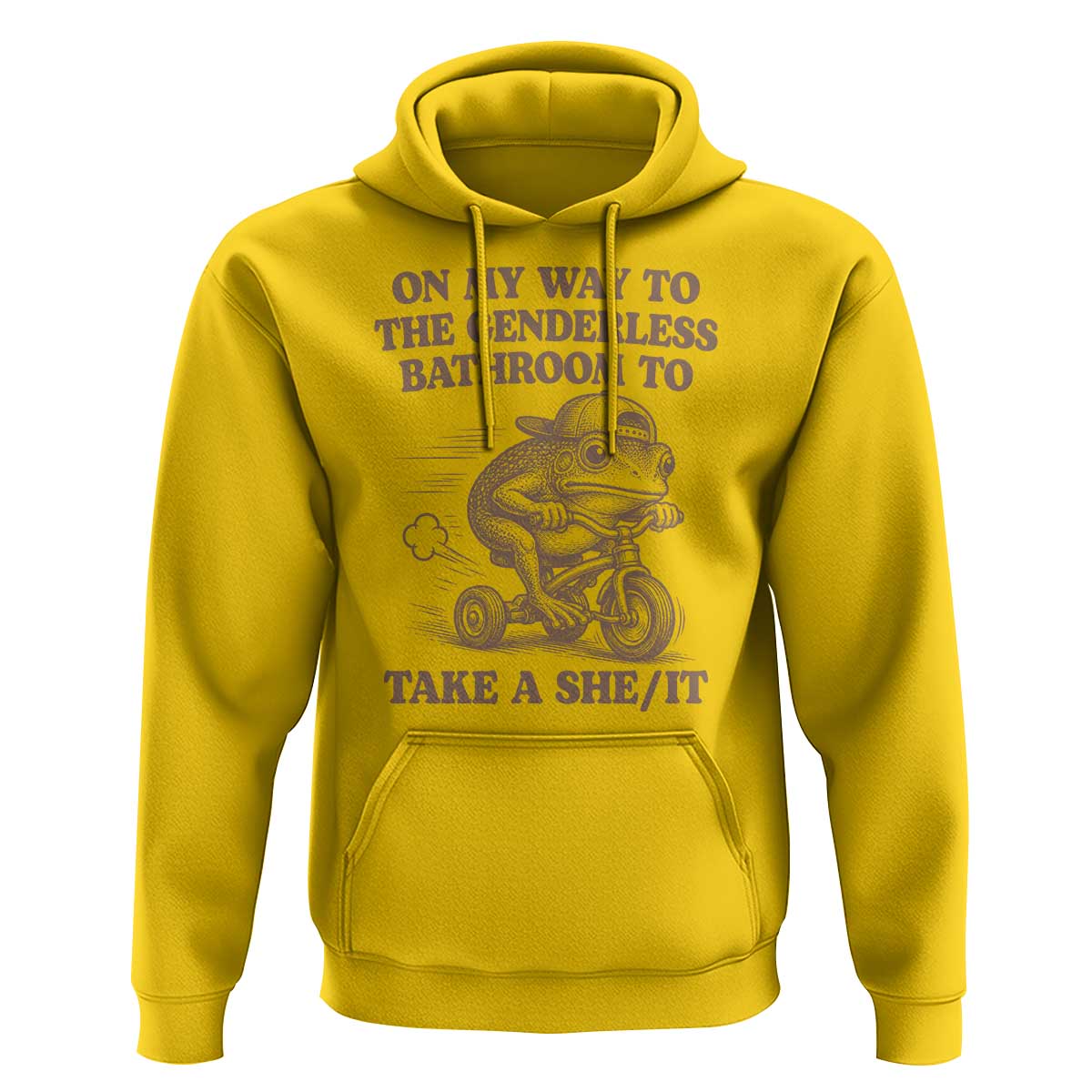 On My Way To The Genderless Bathroom To Take a She/It Hoodie Funny Frog Graphic