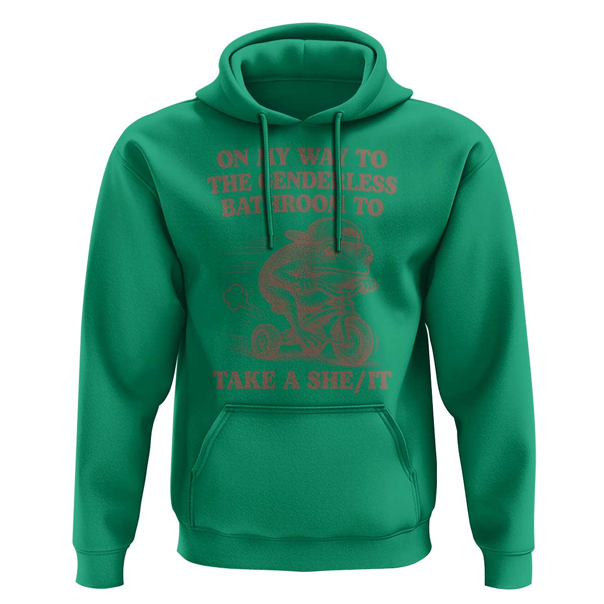 On My Way To The Genderless Bathroom To Take a She/It Hoodie Funny Frog Graphic
