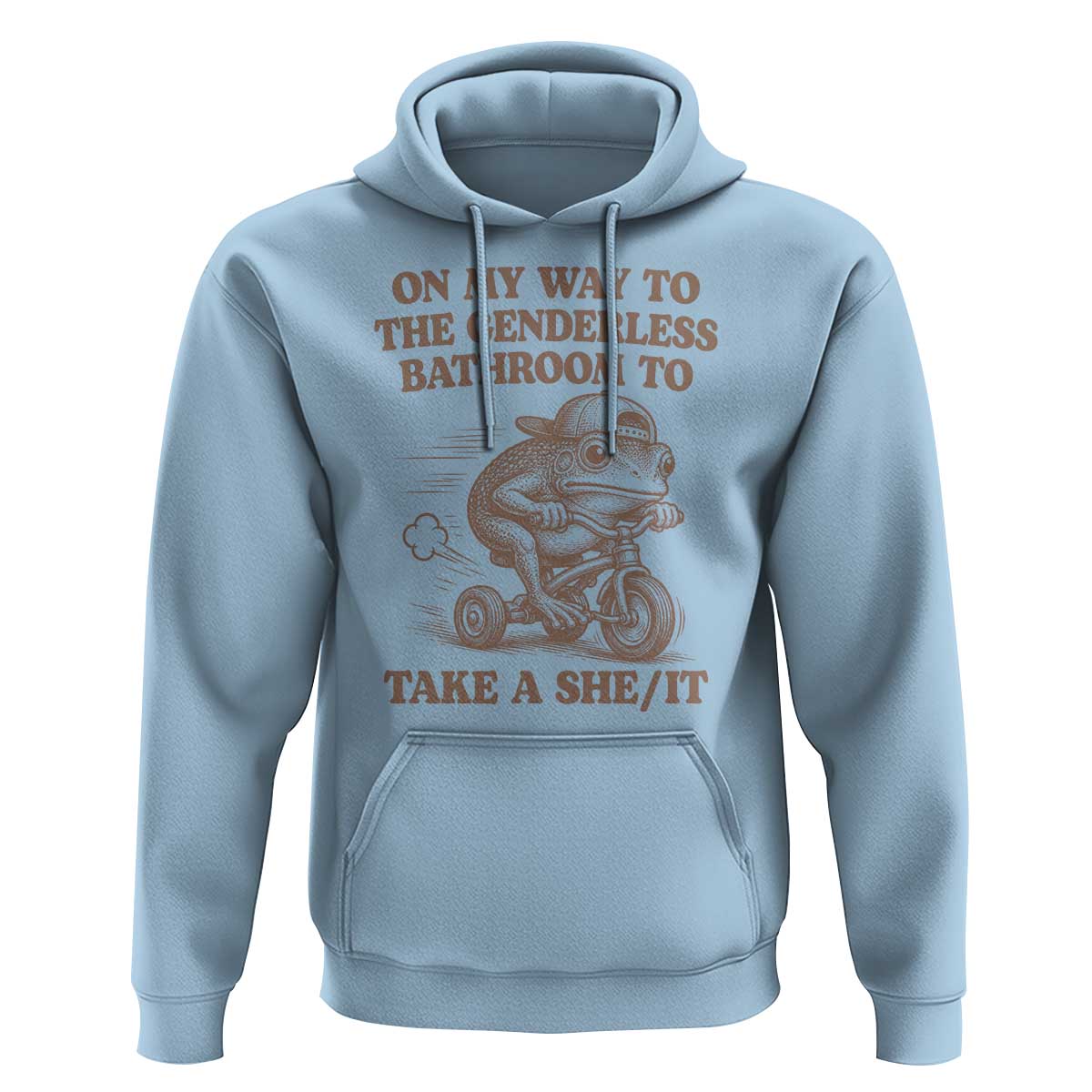 On My Way To The Genderless Bathroom To Take a She/It Hoodie Funny Frog Graphic