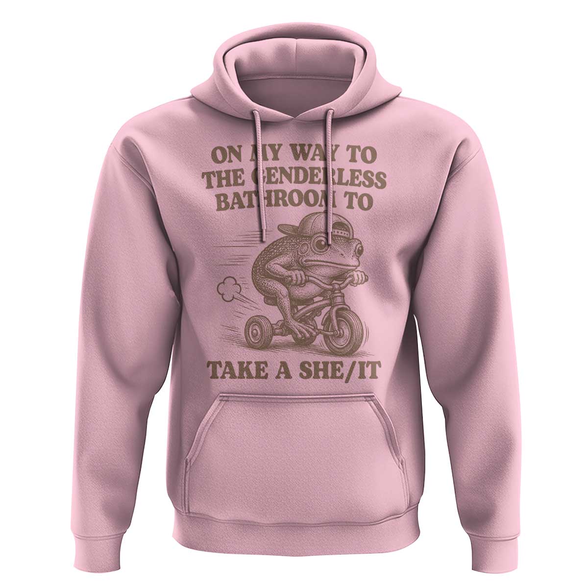 On My Way To The Genderless Bathroom To Take a She/It Hoodie Funny Frog Graphic