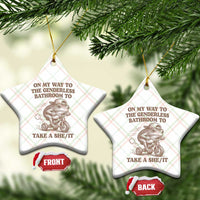 On My Way To The Genderless Bathroom To Take a She/It Ceramic Ornament Funny Frog Graphic