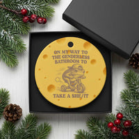 On My Way To The Genderless Bathroom To Take a She/It Ceramic Ornament Funny Frog Graphic
