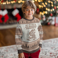 On My Way To The Genderless Bathroom To Take a She/It Ugly Christmas Sweater Funny Frog Graphic