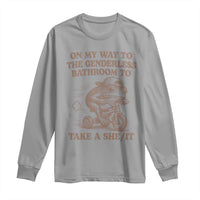 On My Way To The Genderless Bathroom To Take a She/It Long Sleeve Shirt Funny Frog Graphic