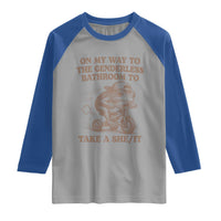 On My Way To The Genderless Bathroom To Take a She/It Raglan Shirt Funny Frog Graphic