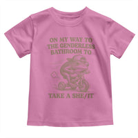 On My Way To The Genderless Bathroom To Take a She/It Toddler T Shirt Funny Frog Graphic